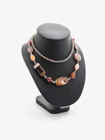 Black Onyx Beaded Silver Necklace