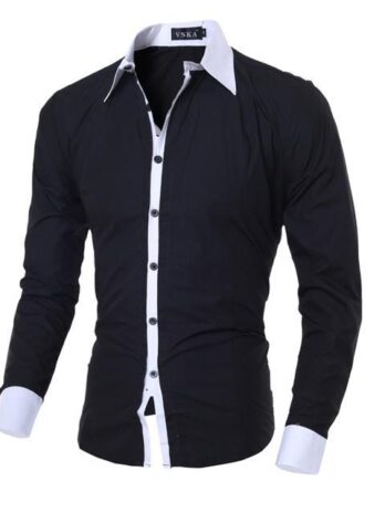 Mens Casual Long Sleeve Slim Fit Shirts