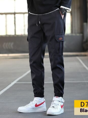 Men’s Loose All-match Multi-pocket Wear-resistant Solid Color Ankle Banded Working Pants