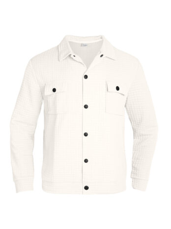 Casual Jacquard Checkered Loose Knit Work Shirt For Men