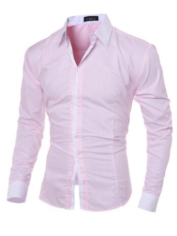 Mens Casual Long Sleeve Slim Fit Shirts