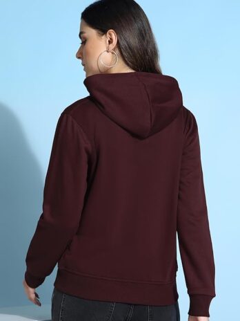 Alan Jones Clothing Women’s Solid Zipper Hooded Sweatshirt | Front Zip, Ribbed Hem, Lined Hood, Casual Winter Wear