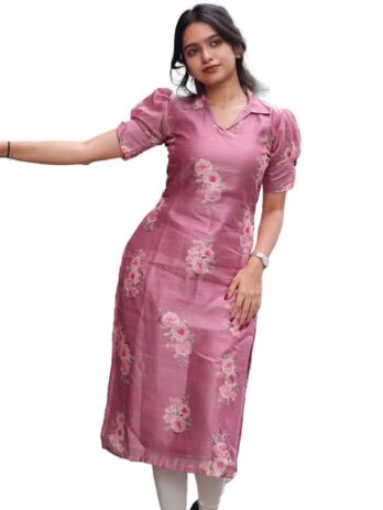 Sun Fashion And Lifestyle Women’s Chanderi Stitched Printed Kurti