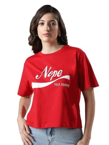 Globus Women Green Colourblocked Round Neck Casual Boxy Fit T-Shirt