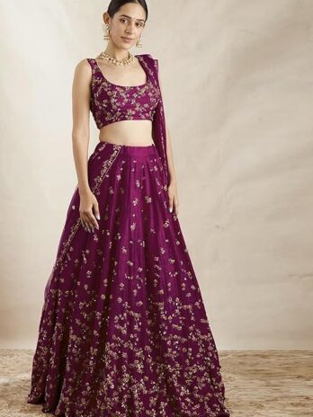 JULEE Women’s Silk Embroidered Semi-Stitched Lehenga Choli Rotli LH-New