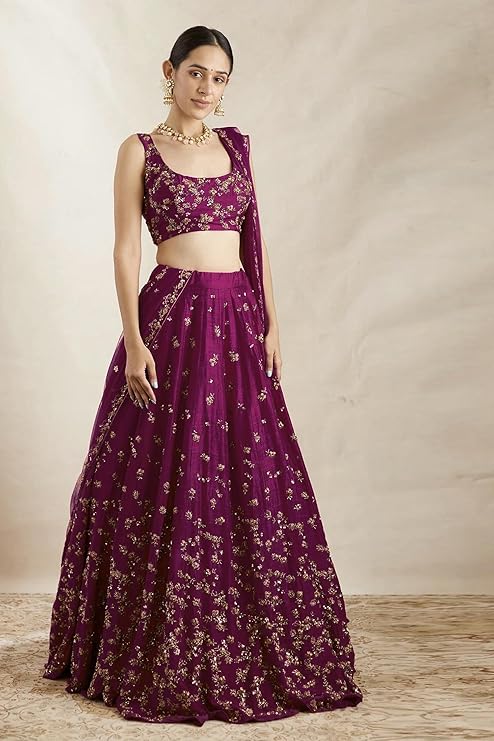 JULEE Women's Silk Embroidered Semi-Stitched Lehenga Choli Rotli LH-New - Image 2