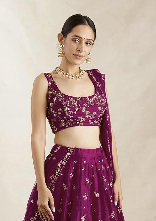 JULEE Women's Silk Embroidered Semi-Stitched Lehenga Choli Rotli LH-New - Image 4