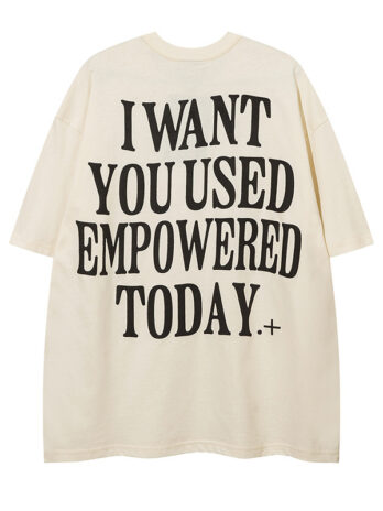 Large-Area Printed Letter Short Sleeve Loose