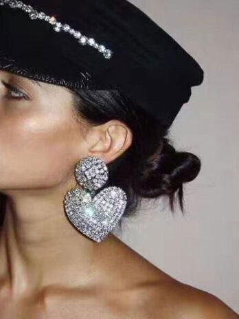 Love Earrings Women Long Earrings Large Silver Needle Earrings Women