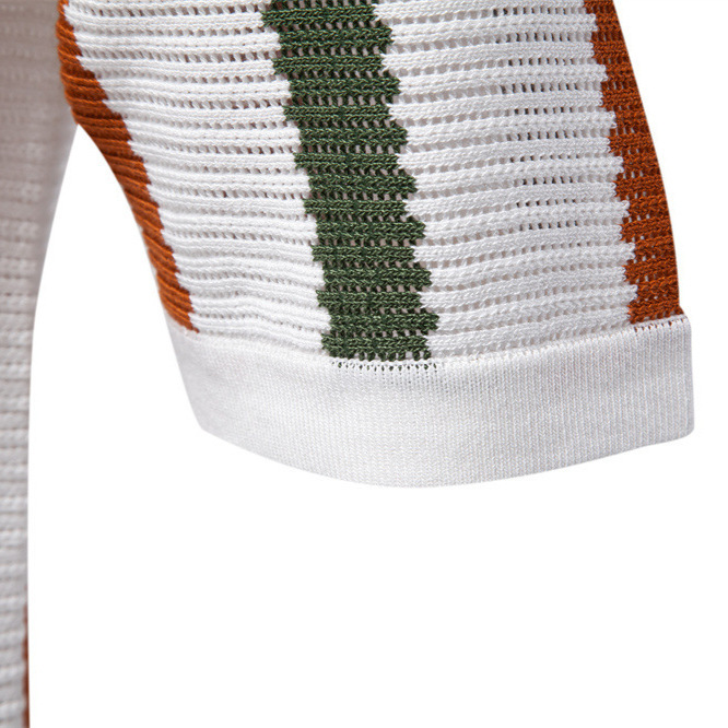 Summer New Breathable Hollow Men Short-sleeved Knitting Polo Shirt - Image 6