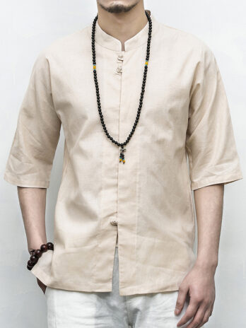 Chinese Style Disc Button Men’s Cotton And Linen shirt