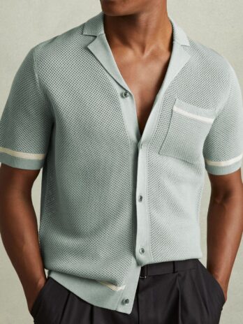 Men’s Knitwear Summer Cuban Collar Short Sleeve Polo Shirt