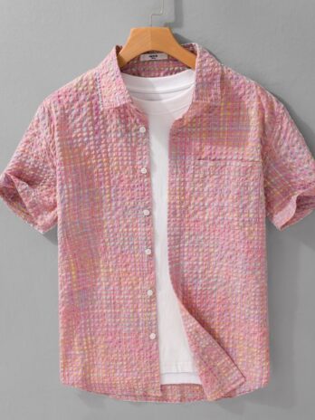 Summer New Fashion Trendy Loose Thin Shirt Plaid Men Clothing