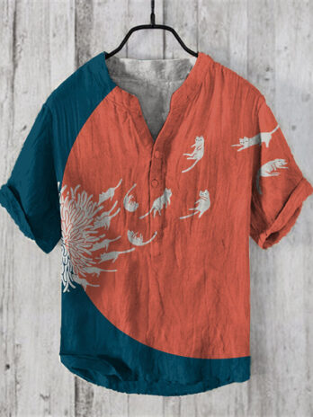 Printed Men’s Casual Loose-fit Retro Short-sleeve