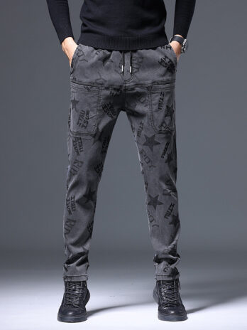Mens Casual Slim-fit Straight-leg Trousers