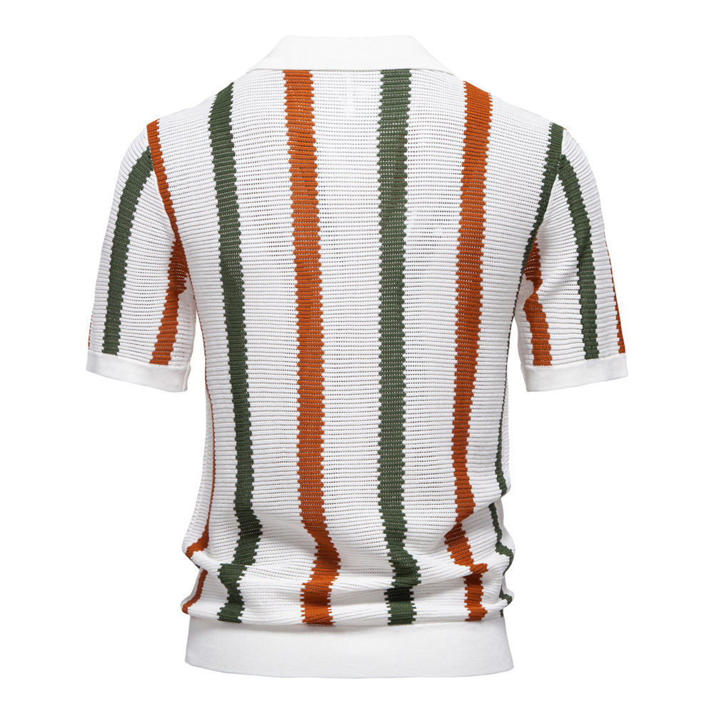 Summer New Breathable Hollow Men Short-sleeved Knitting Polo Shirt - Image 5
