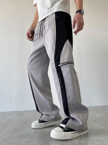 Stylish Casual Pants With A Personalized Patchwork Design And Trendy Zipper Detailing
