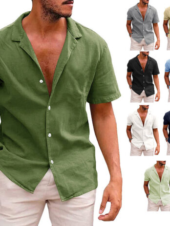Men’s Tops Casual Button Down Shirt Short Sleeve Beach Shirt Summer Mens Clothing
