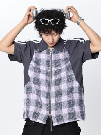 Men’s Contrast Color Plaid Short Sleeve Shirt