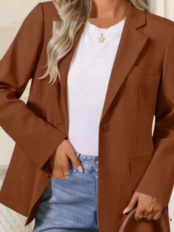 Womens Solid-Color Cuff Contrasting Leopard-Print Lapel Fashion Jacket