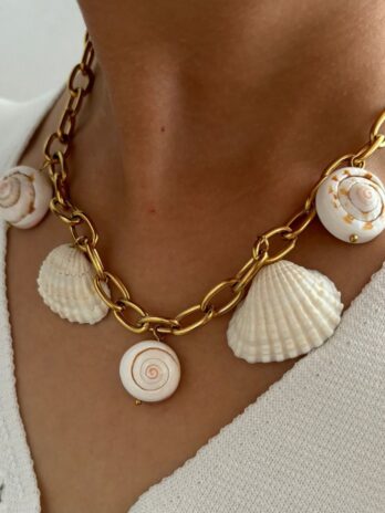 Personality Stylish Metal Chain Conch Shell Necklace
