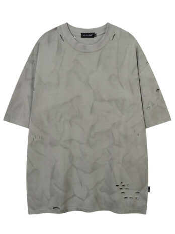 Letter Printed Ripped Short Sleeve T-shirt