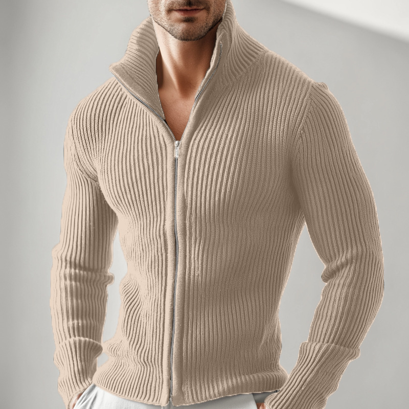Knitted Zip-up Turtleneck Cardigan For Men - Image 8