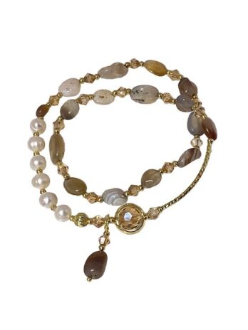 Pearl Double Layer Crystal Bracelet For Women