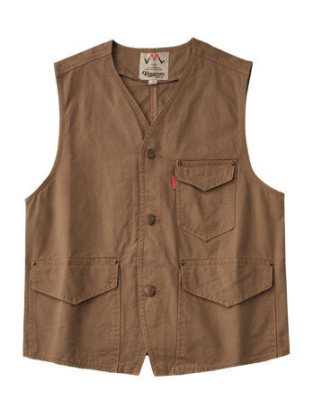 Original Kaji Retro Worn Looking Washed-out Woven Cotton Vest