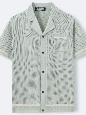 Men’s Knitwear Summer Cuban Collar Short Sleeve Polo Shirt