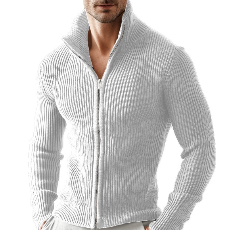 Knitted Zip-up Turtleneck Cardigan For Men - Image 6